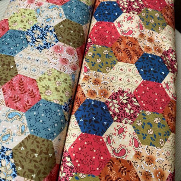 ГЕКСАГОНЫ БОТАНИКА ЗЕЛЕНО-БИРЮЗОВЫЕ, 100% хлопок Handmade Fabrics 3