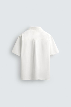 ZARA РУБАШКА СВОБОДНОГО КРОЯ ИЗ ПОПЛИНА, ЖЕЛТОВАТО-БЕЛЫЙ