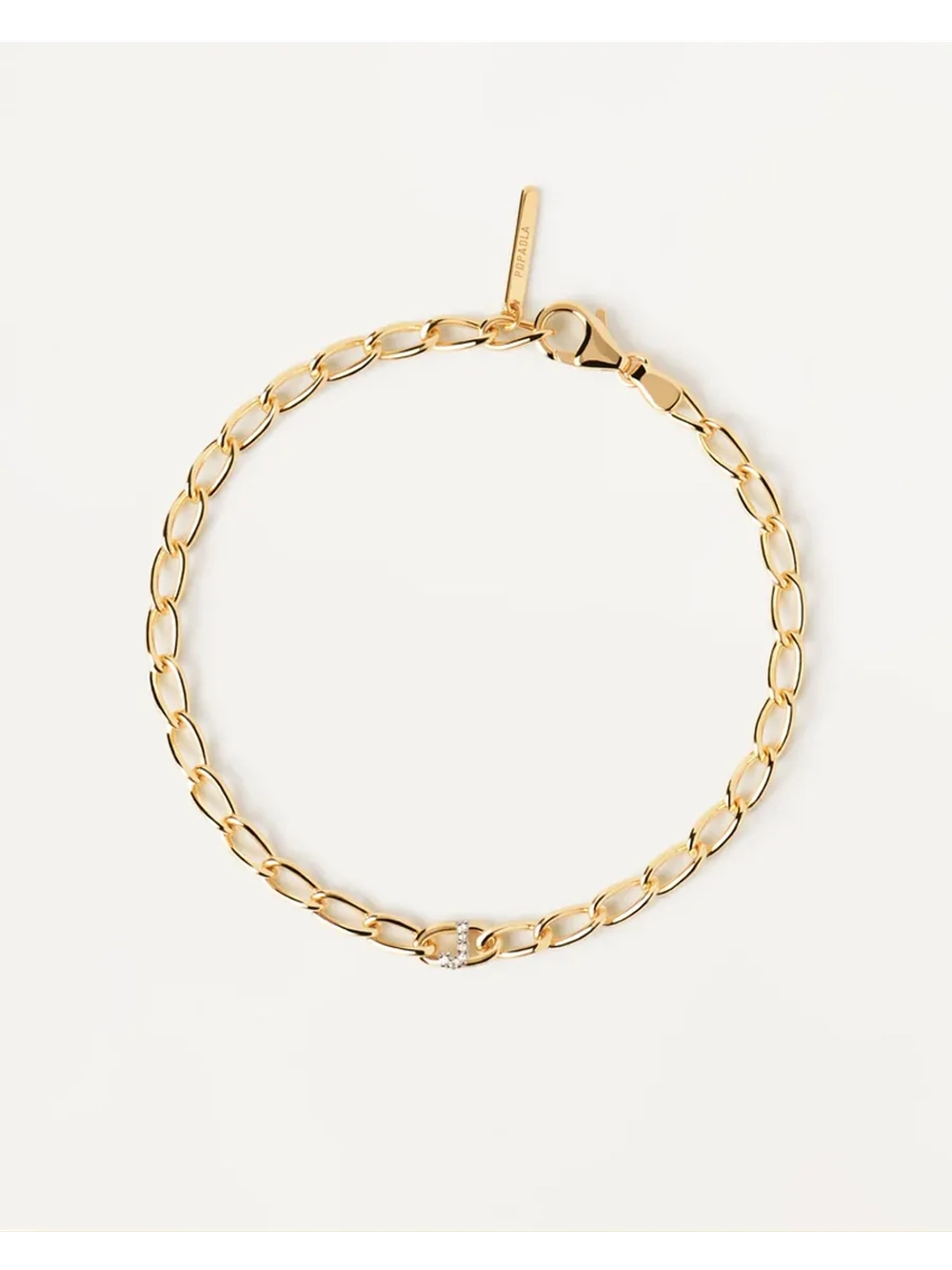 Браслет Буква J серебро 925 пробы покрытое золотом