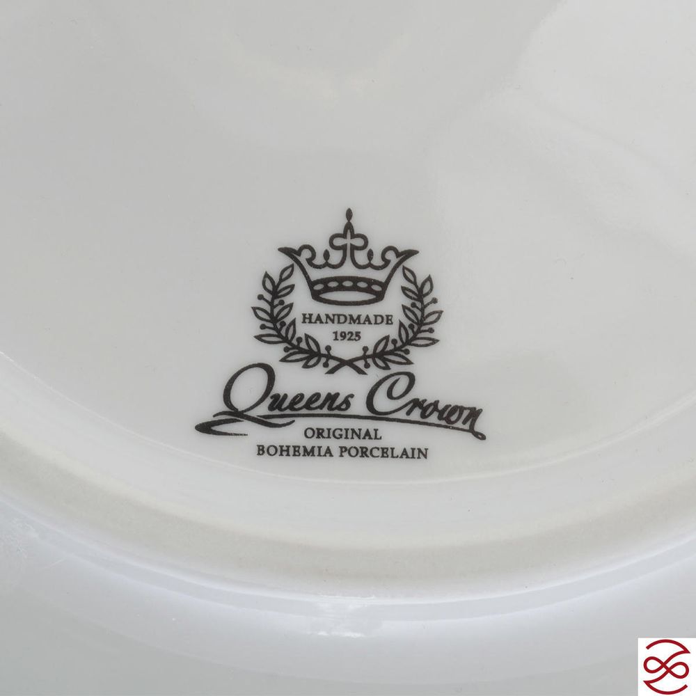 Блюдо овальное на ноге Queen's Crown Aristokrat Охота бежевая 36 см