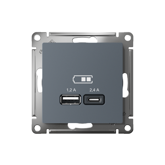 Розетка USB AtlasDesign тип A+C 5В/2.4А 2х5В/1.2А механизм грифель SE ATN000739