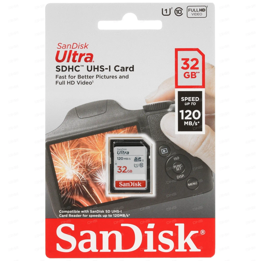 Карта памяти 32Gb SanDisk Ultra SDHC Class 10 UHS-I (120/10 MB/s)