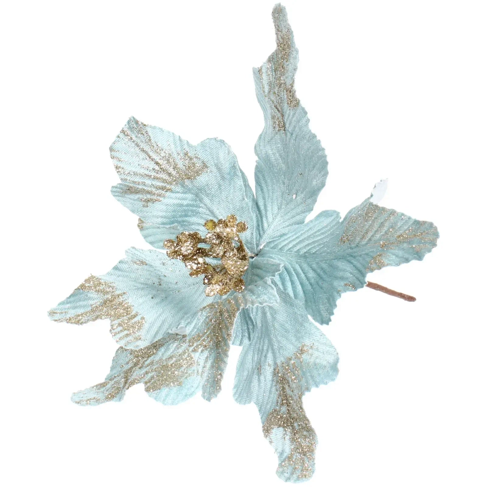 Украшение новогоднее «Пуансеттия - Нежность» 25 см, Голубой