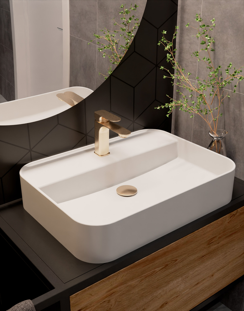 AQM6310BG Monza Смеситель для раковины однорычажный, Brushed gold