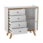 Тумба «Винтаж» 1 дверь 4 ящика белый лак/браун