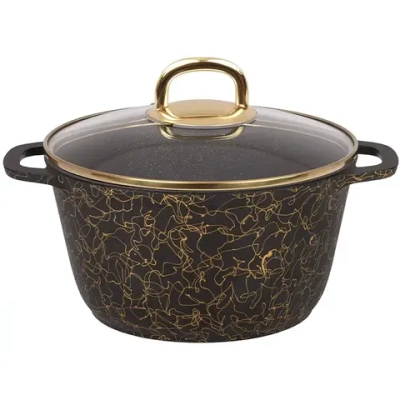 Кастрюля 2,5л «Грация»(черный/золото) со стеклянной крышкой кчз25а