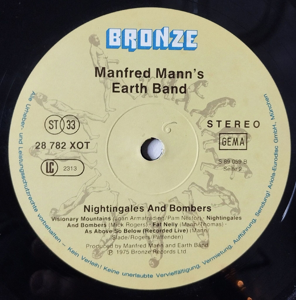 Винтажная виниловая пластинка LP Manfred Mann Earth Band Nightingales and Bombers (Germany 1977) Spirits In The Night