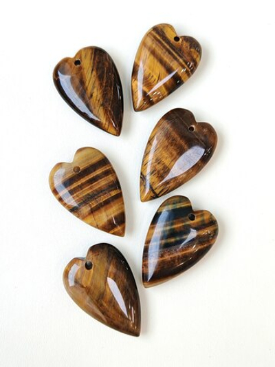 72239-тг Кулон "Вытянутое сердце" из тигрового глаза 40*25мм