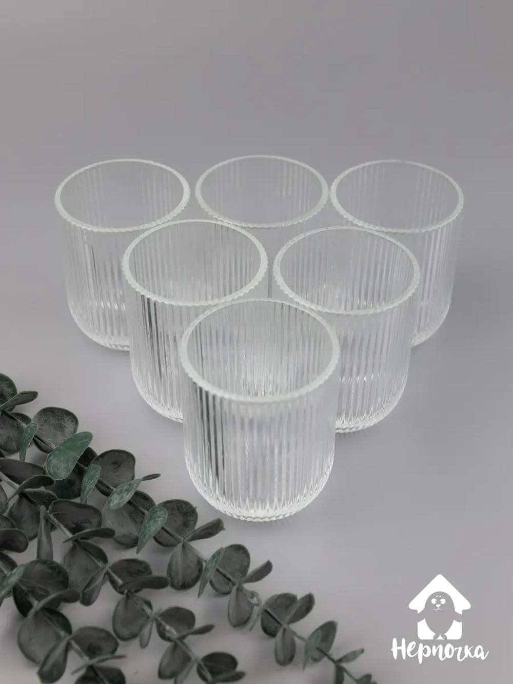 Набор ребристых бокалов для виски, 270 мл. 6 шт. Прозрачные