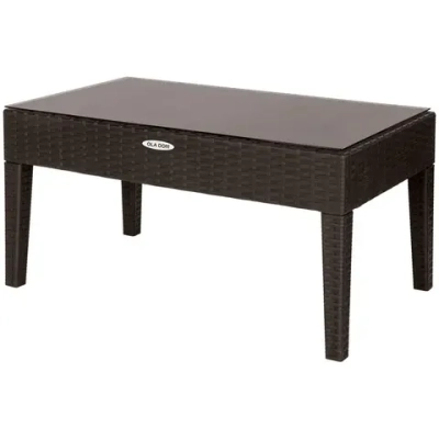 Столик журнальный прямоугольный RATTAN OLA DOM со стеклом коричневый 920х450мм