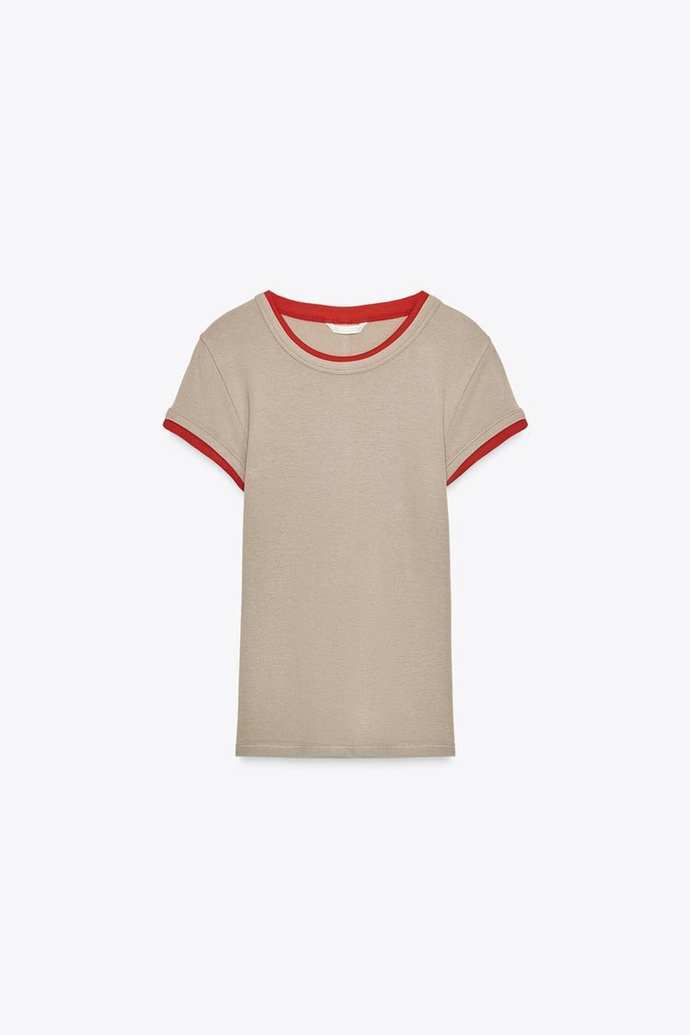 ZARA ФУТБОЛКА ДВОЙНАЯ, СЕРО-КОРИЧНЕВЫЙ