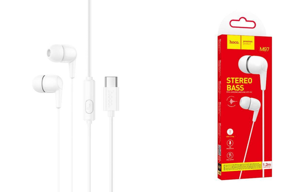 Наушники вакуумные проводные M97 Enjoy universal digital earphones with microphone Type-C