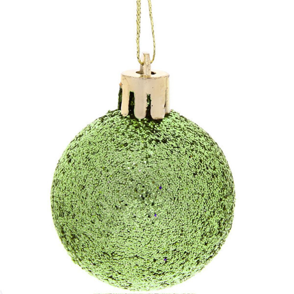 Новогодние шары 4 см (набор 24 шт) «Микс фактур», салатовый