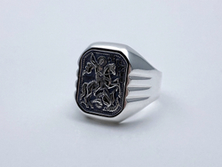 Кольцо из серебра/Чернение/Георгий Победоносец