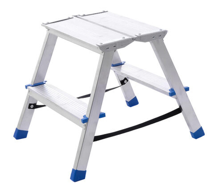 Стремянка алюминиевая двухсторонняя с мини-платформой 02 ступени