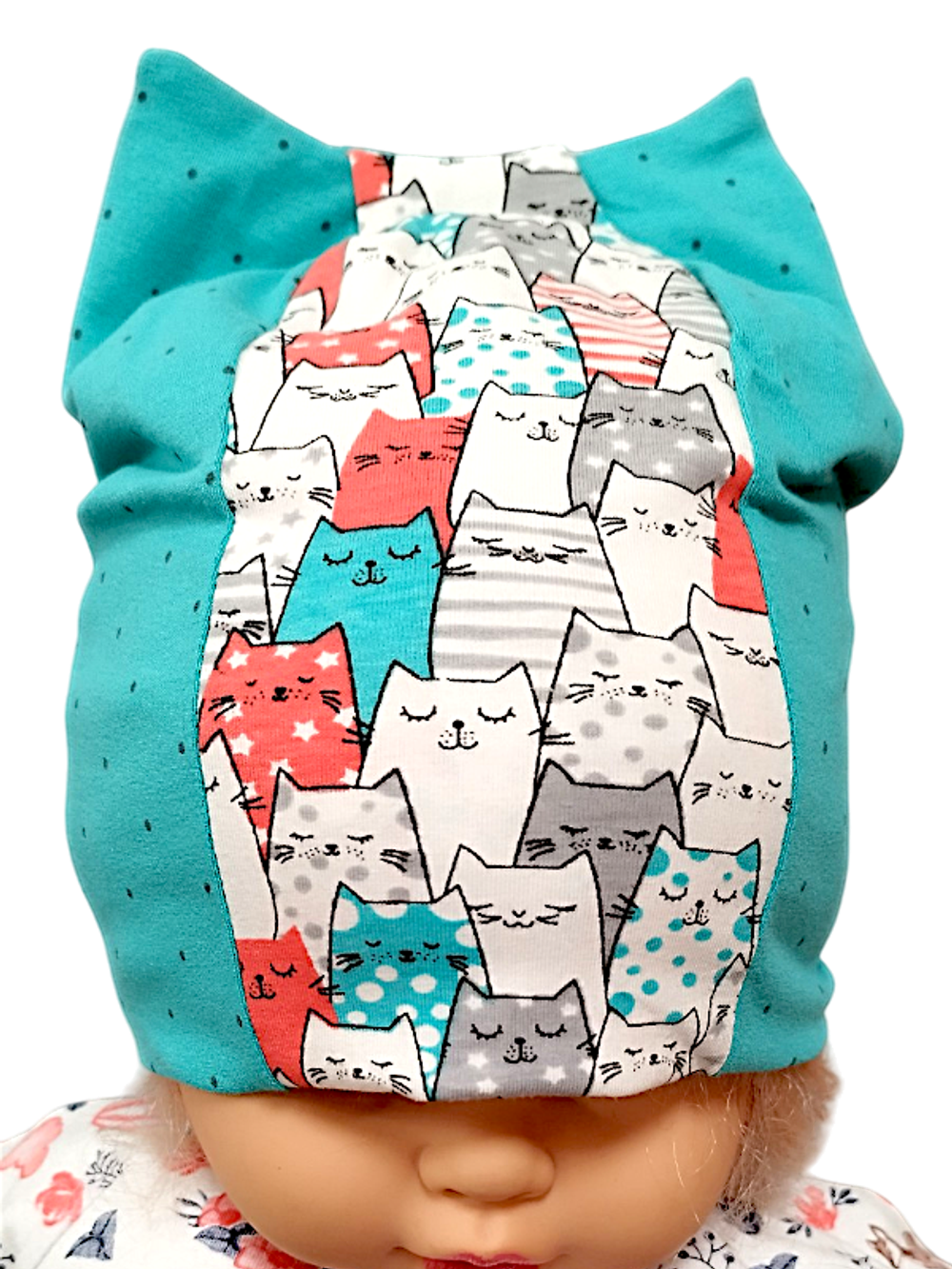 10021 Шапка детская "Кошка" кулирка (50-52)