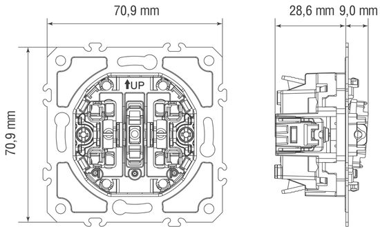 Механизм выключателя В3 (простого) с подсветкой,  16 A 250 В~,  самозажимные контакты,  серия D16