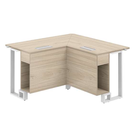 SP.0115.AR.AR.WH / Модуль угловой 1200х1200х750 / столешница:акация равелло, подстолье:акация равелло, металлокаркас:белый, лючок:серый