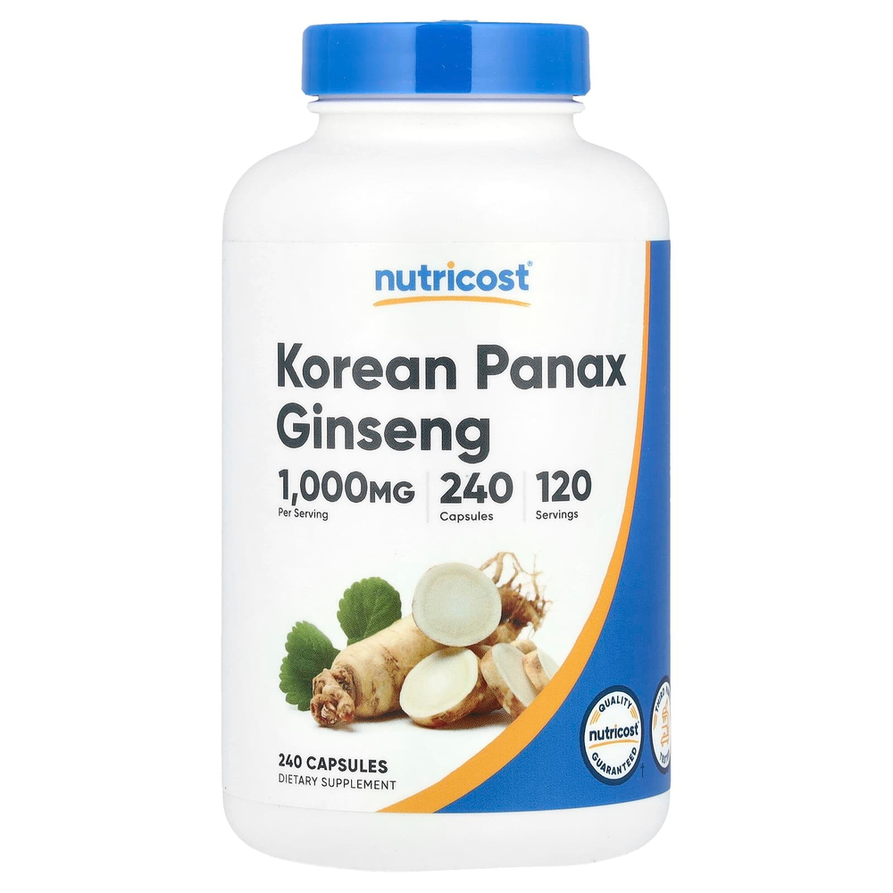 Nutricost, Корейский женьшень (Panax Ginseng), 240 капсул (500 мг в 1 капсуле)