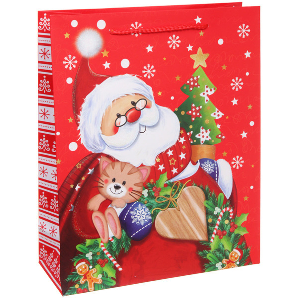 Пакет подарочный «Веселый Дедушка Мороз» 26*32*10 см, микс