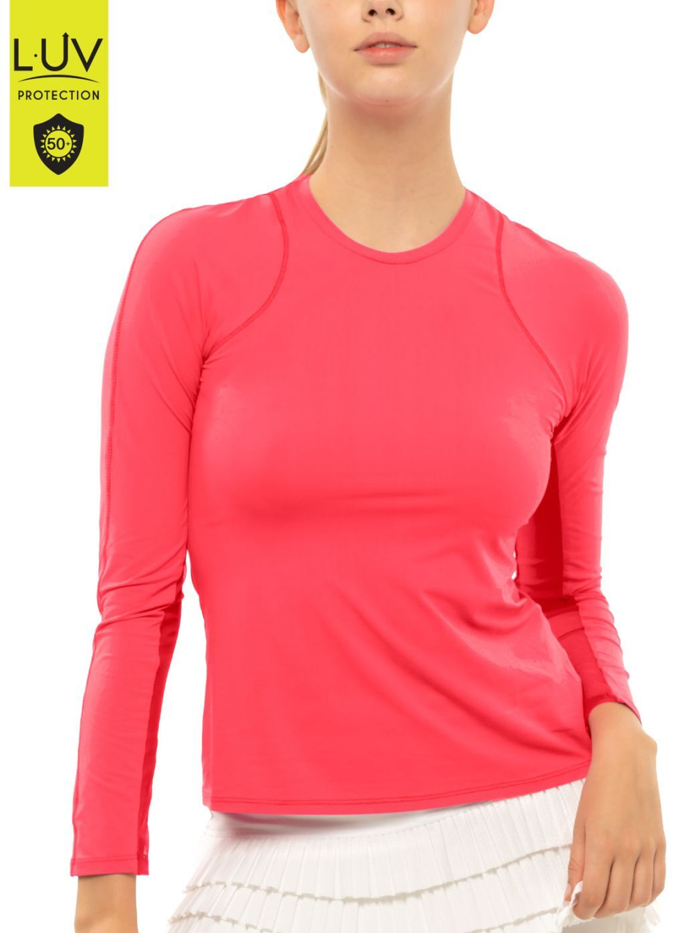 Женская теннисная футболка (dł. Рукава) Lucky in Love Luv Breeze L/S Crew Women - coral crush