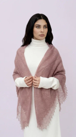 Оренбургский пуховый платок-паутинка А130-06 магнолия