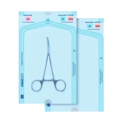 Пакет для стерилизации пар/газ термосвариваемый плоский Клинипак 75х280 мм 1000 шт