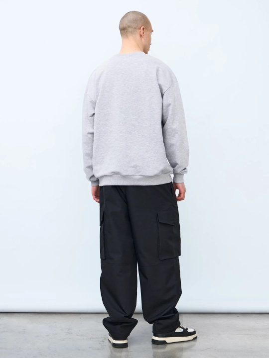 Свитшот оверсайз, без начеса (серый меланж)