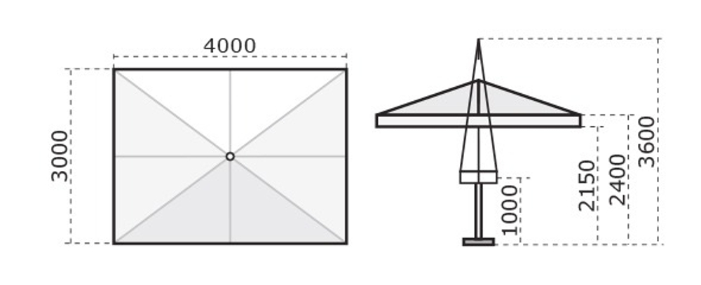 Зонт профессиональный телескопический 3х4 м Scolaro Palladio Telescopic, натуральный, слоновая кость