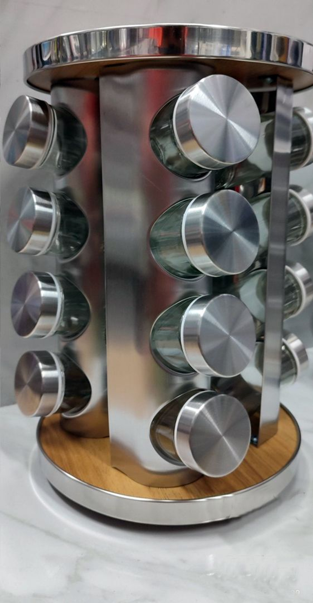 Набор стеклянных баночек для специй на вращающейся подставке