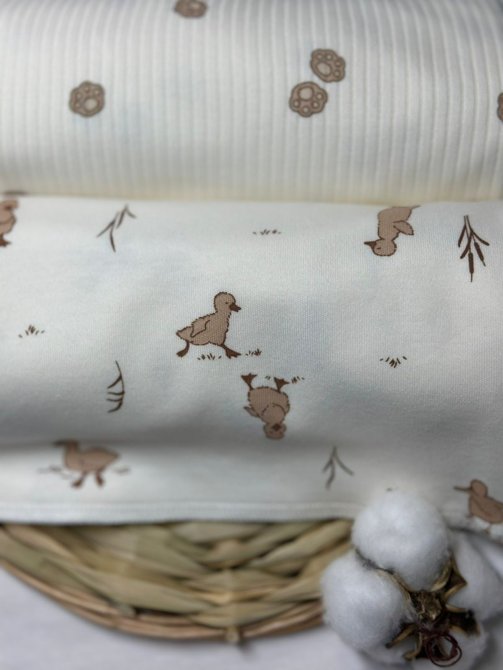 Пелёнка Утята Экрю 85*130 RinaAmari