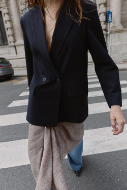 ZARA ДВУБОРТНЫЙ БЛЕЙЗЕР ОВЕРСАЙЗ, ПОЛОСКИ