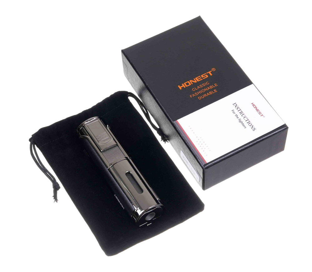 Зажигалка Honest, пятиструйное пламя, оружейная сталь, 465-Gunmetal