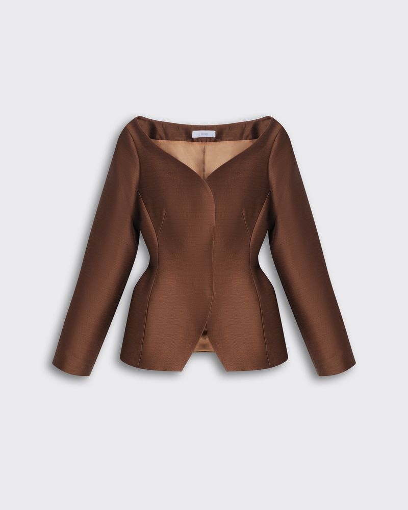 Жакет из формодержащей шерсти и шелка Диор корица