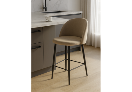 Барный стул Woodville Амизуре бежевый, черный матовый, ножки черные