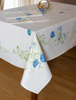 Скатерть 160х270 и 12 салфеток Vallesusa Excelsior Soffione 15740 Giallo бело-желтые