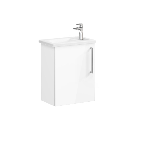 Тумба с раковиной Vitra Root 45 см, с дверцей, глянцевый белый, левосторонняя