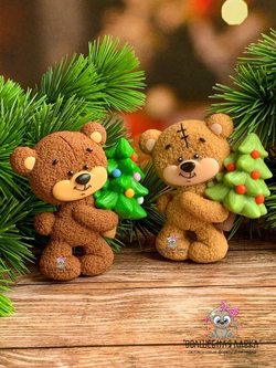 Силиконовая форма Мишка с елкой