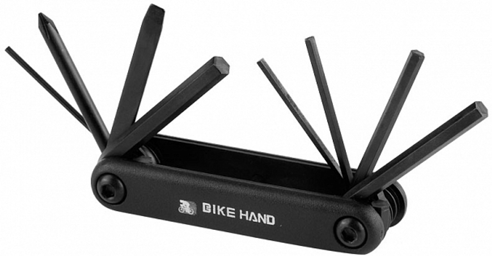 Набор ключей складной YC-270 BIKE HAND, 8 элементов чёрный
