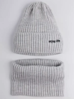 Шапка детская осенняя со снудом серая