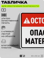 Табличка для обеспечения безопасности "Осторожно опасные материалы", для производства, предприятия, организаций, 40х30 см, Silver Plane x Айдентика Технолоджи