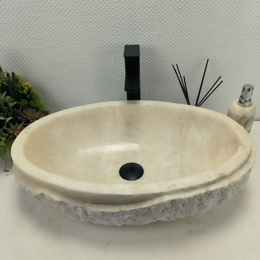 Раковина из оникса Oval White Marmo Wave OO-62533 58*38*15