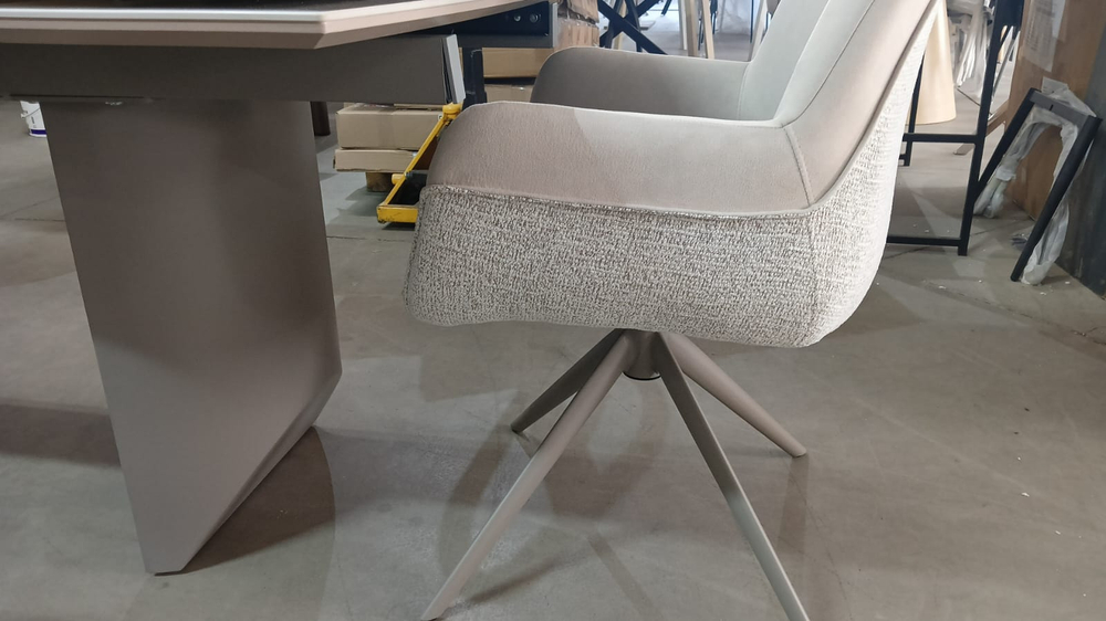 Стол ПУАНТО 200  BRECHA CREMA ELEGANCE, керамика / Латте каркас М-City