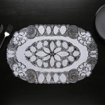 Салфетка ажурная "Лучи", овал, ПВХ, 82*40 см, цвет серебро.