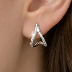 Серьги-пусеты Долька из серебра 925 пробы с фианитами
