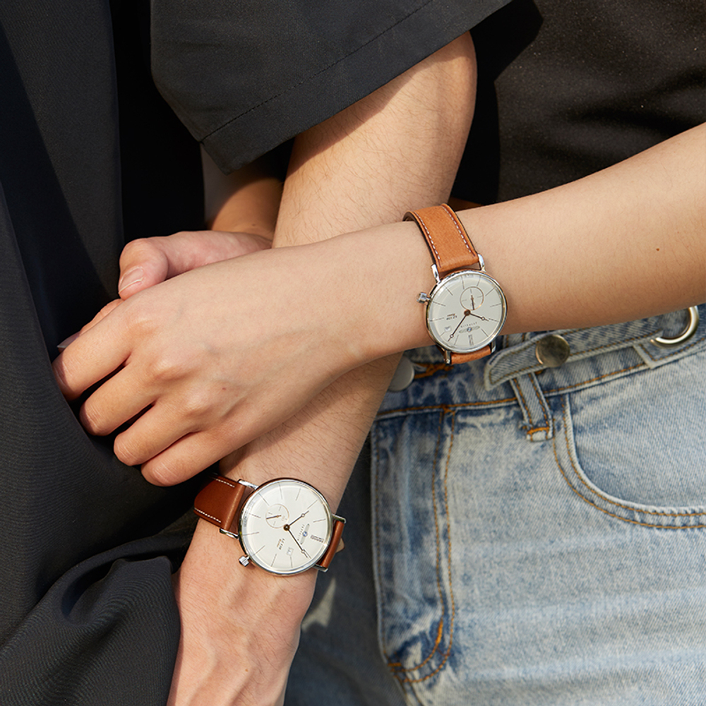 ZEPPELIN Roman Collection Quartz Movement Unisex Watch 41mm White Dial Stainless Steel Case Leather Strap