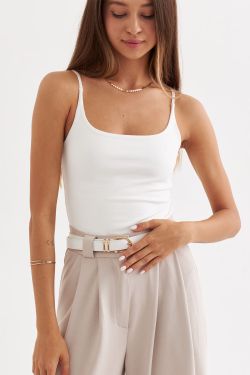 Майка на бретелях из хлопка кремового цвета