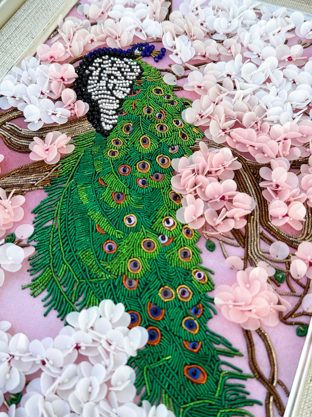 С-12 Набор для вышивания хрустальными камнями Павлин на цветущей сакуре