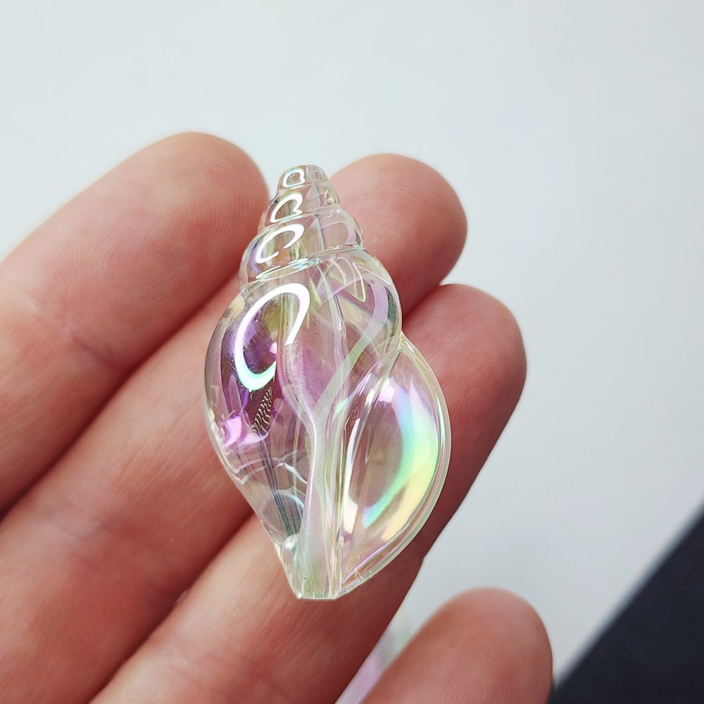 Бусина ракушка, акрил, АВ, морская раковина, р-р 38×21мм