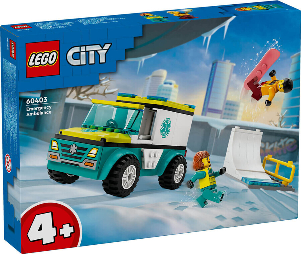 Конструктор LEGO City 60403 Скорая помощь и сноубордист